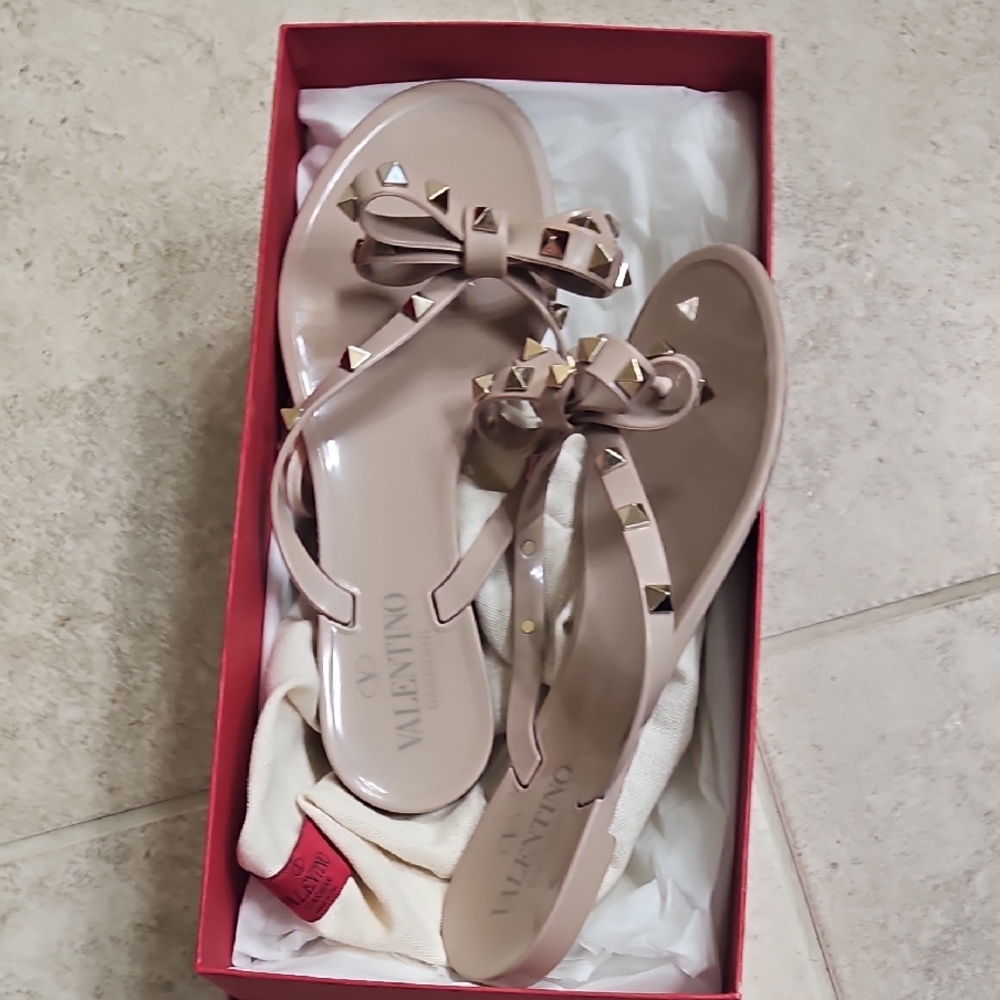Valentino Women's Beige Studded Sandals